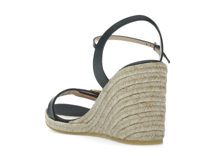 Gucci Double G 95mm Platform Espadrille Black Leather