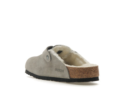 Birkenstock Boston Shearling Suede Stone Coin