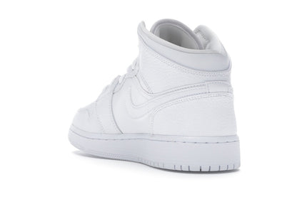 Jordan 1 Mid Triple White Tumbled Leather (GS)