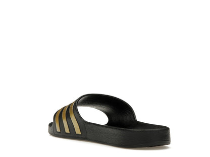 adidas Adilette Aqua Slides Core Black Gold Metallic