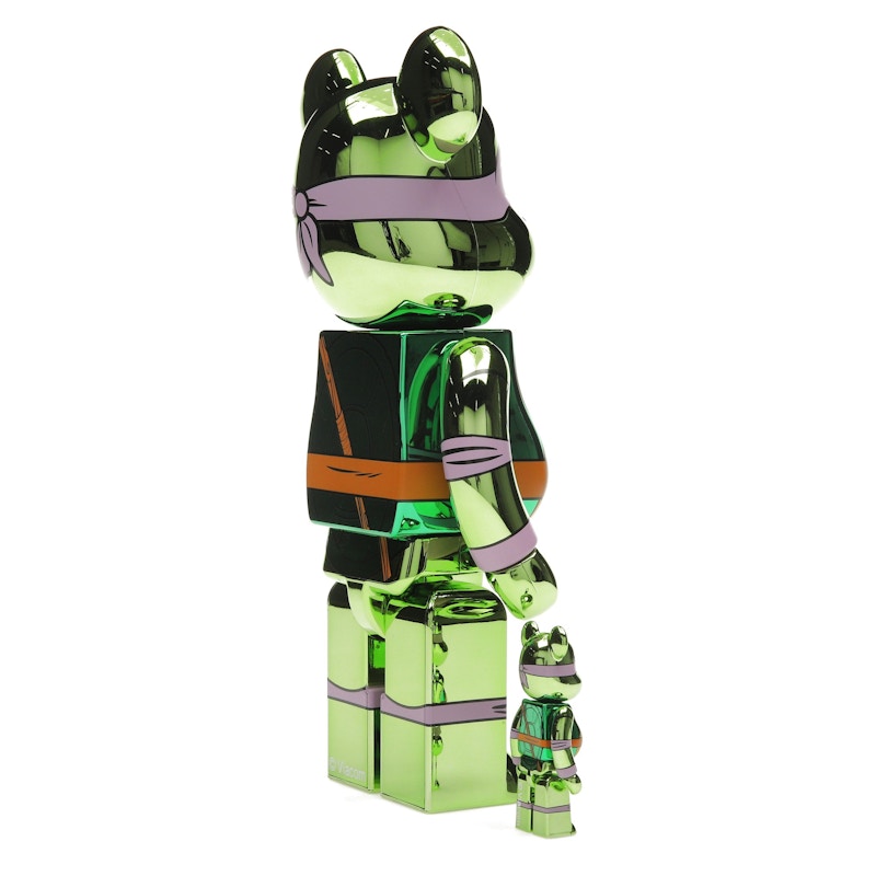 Bearbrick x Teenage Mutant Ninja Turtles Donatello 100% & 400% Set Chrome Ver.