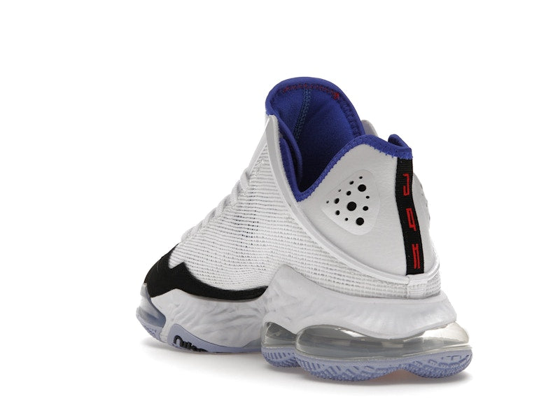 Nike LeBron 19 Low White Medium Blue Siren Red Black