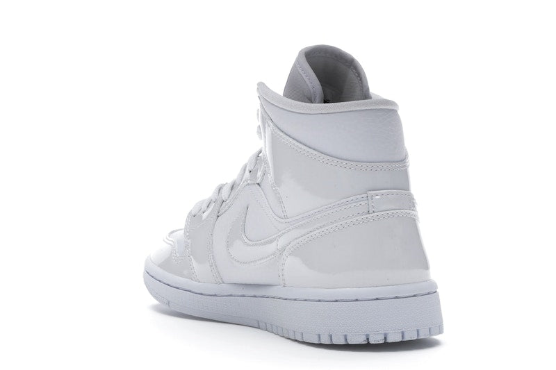 Jordan 1 Mid Triple White Patent Swoosh (Women's)