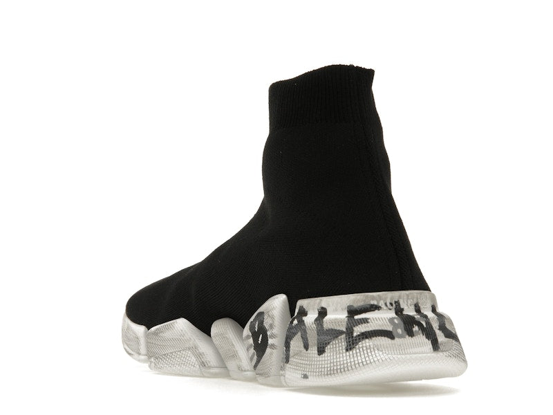 Balenciaga Speed 2.0 Graffiti Recycled Knit Black White
