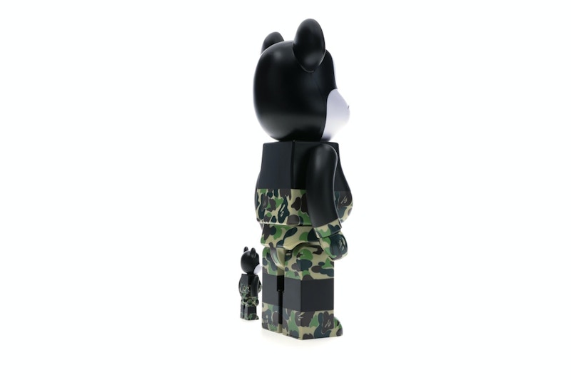 Bearbrick BAPE Mickey Mouse 100% & 400% Set Black/Green Camo