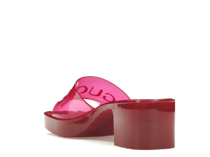 Gucci 60mm Slide Sandal Hibiscus Red Rubber
