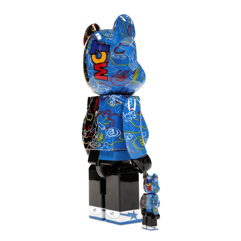 Bearbrick x BAPE Line Camo Shark 100% & 400% Set Blue/Black