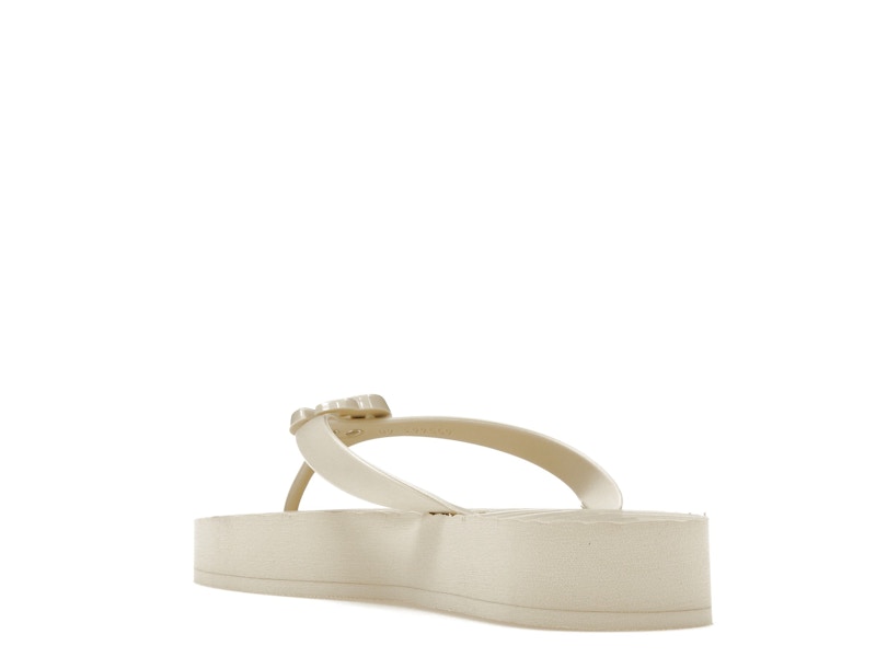 Gucci Chevron Thong Sandal White Rubber