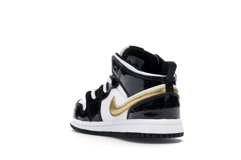 Jordan 1 Mid Patent Black White Gold (TD)