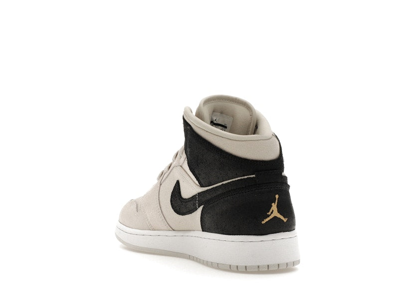 Jordan 1 Mid Light Bone Metallic Gold Black (GS)