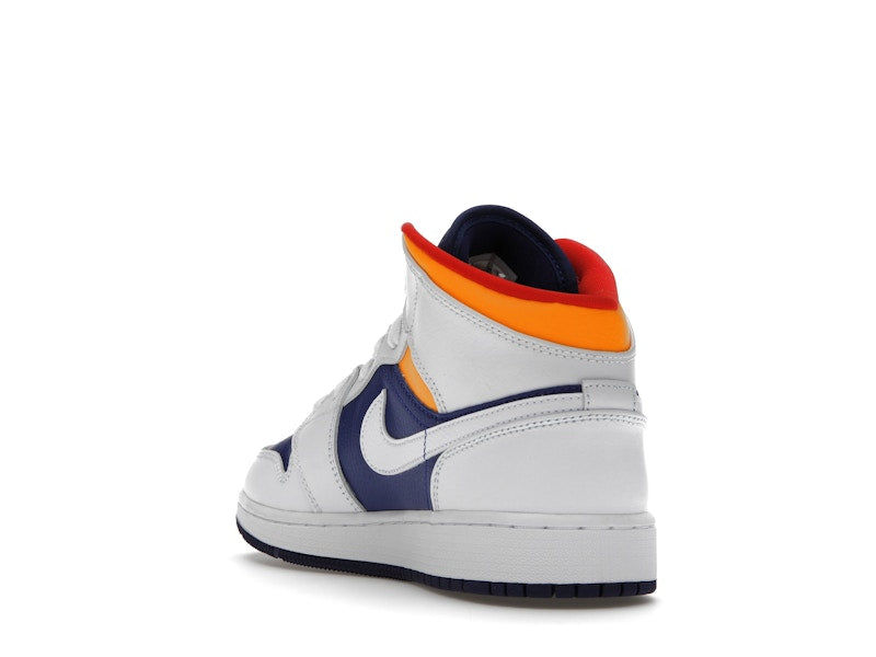 Jordan 1 Mid White Laser Orange Deep Royal Blue (GS)