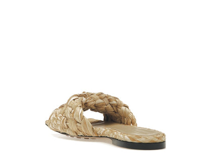 Bottega Veneta Raffia Stretch Flat Sandals Macadamia (Women's)