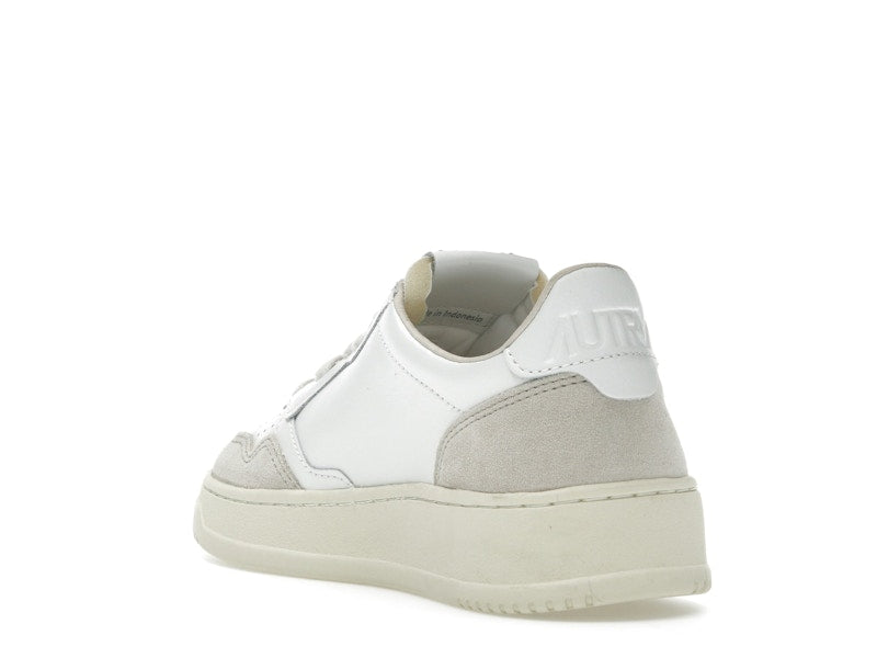 Autry Medalist Leather Low White Beige Suede (Women's)
