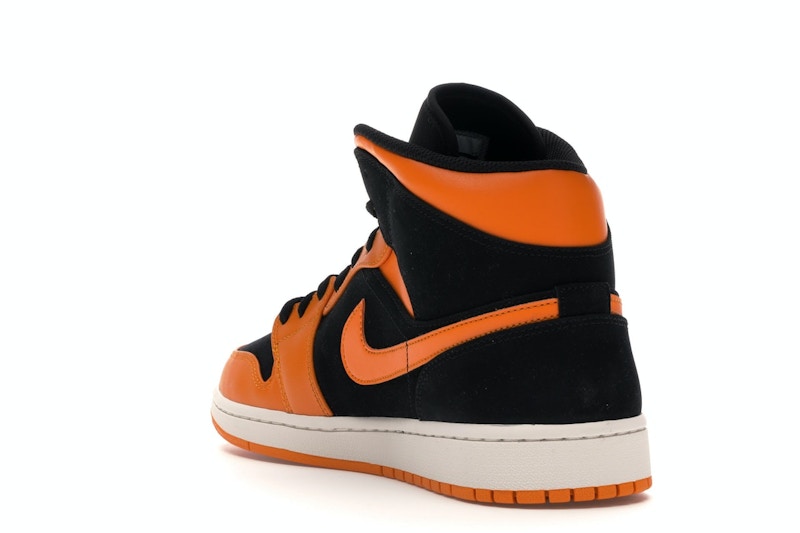 Jordan 1 Mid Black Orange Peel