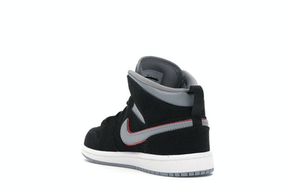 Jordan 1 Mid Black Particle Grey Gym Red (PS)