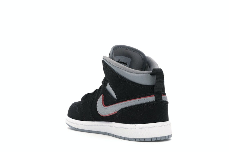 Jordan 1 Mid Black Particle Grey Gym Red (PS)