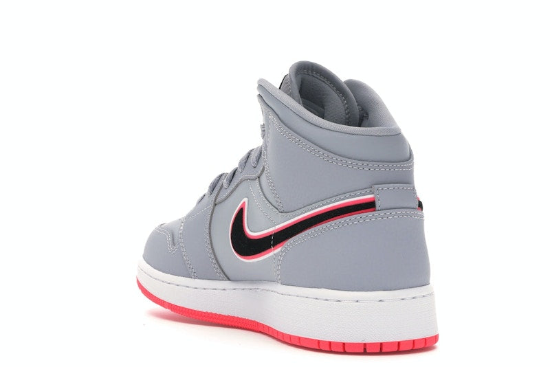 Jordan 1 Mid Wolf Grey Racer Pink Black (GS)