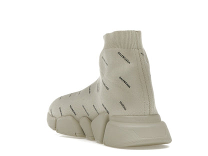 Balenciaga All Over Logo Speed 2.0 Beige