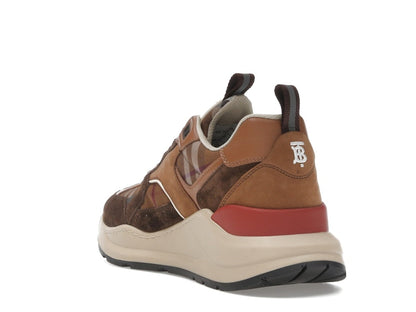 Burberry Check and Suede Sneakers Dark Birch Brown