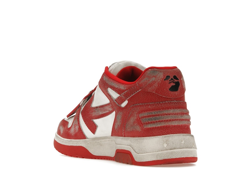 OFF-WHITE Out Of Office OOO Low Tops Red White Vintage Distressed Leather