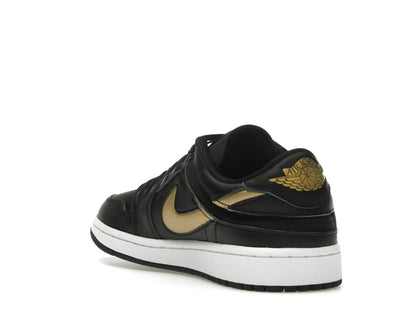 Jordan 1 Low FlyEase Black White Metallic Gold