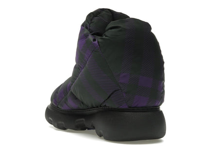 Burberry Check Pillow Boot Black Purple