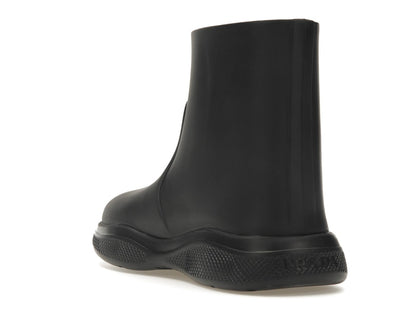 Prada Pull-On Rain Booties Black Rubber