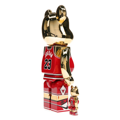 Bearbrick Michael Jordan 1985 Rookie Jersey 100% & 400% Set Gold Chrome