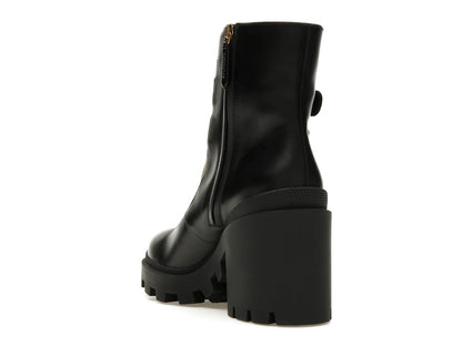 Gucci Buckles Ankle Boots Black Beige (Women's)