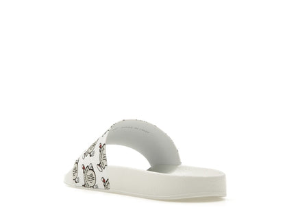 Moncler Basile Slide Logo Print White