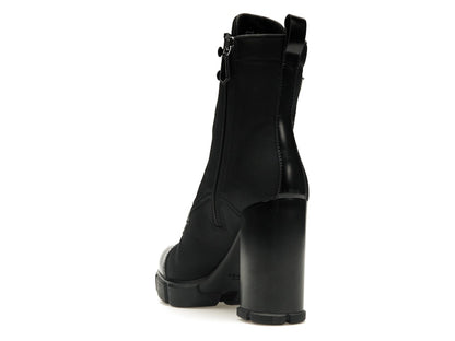 Prada 110 mm Nylon Booties Black Brushed Leather