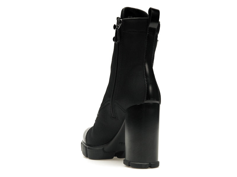 Prada 110 mm Nylon Booties Black Brushed Leather