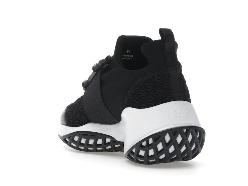 Roger Vivier Viv' Run Fabric Black White Crystal Buckle (Women's)