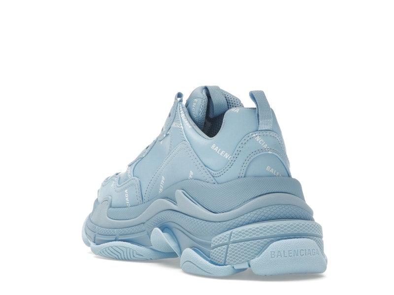 Balenciaga All Over Logo Triple S Blue Grey (Women's)