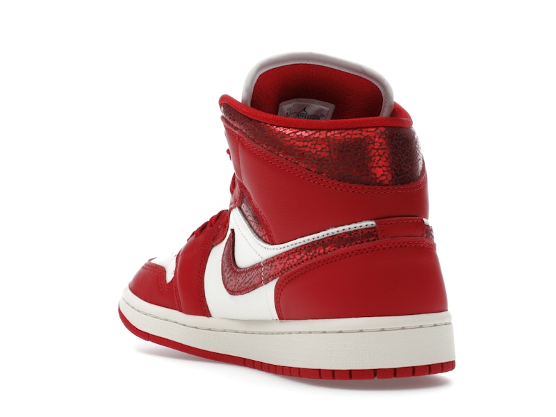 Jordan 1 Mid SE Red Cracked Leather (Women's)