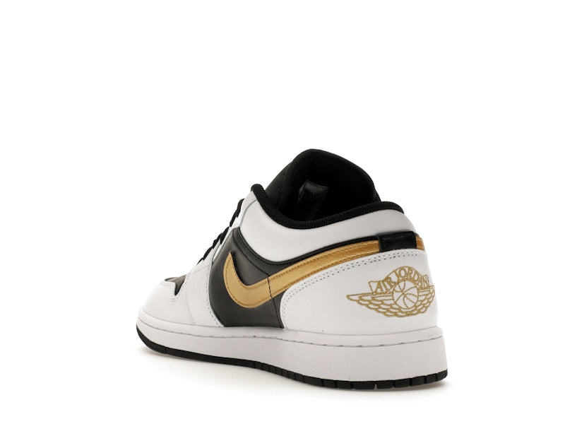 Jordan 1 Low White Black Metallic Gold Swoosh