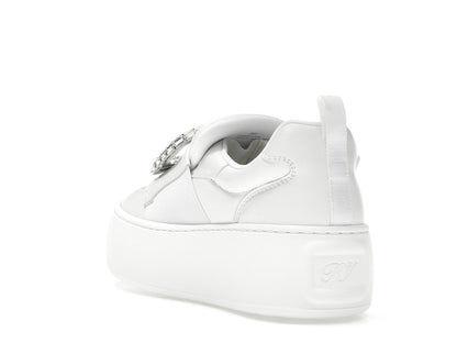 Roger Vivier Viv' Up White Crystal Buckle (Women's)
