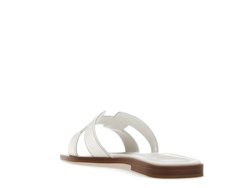 Hermes Oran Sandal Blanc Box Calfskin Leather
