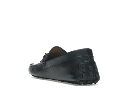 Gucci Ayrton Webbing-Trimmed Horsebit Leather Driver Loafers Black