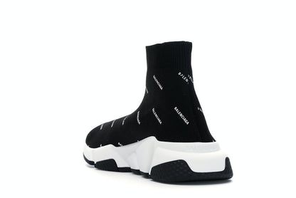 Balenciaga Speed Trainer Logo Print Black White (Women's)
