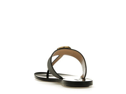 Gucci Double G Thong Sandal Black Leather