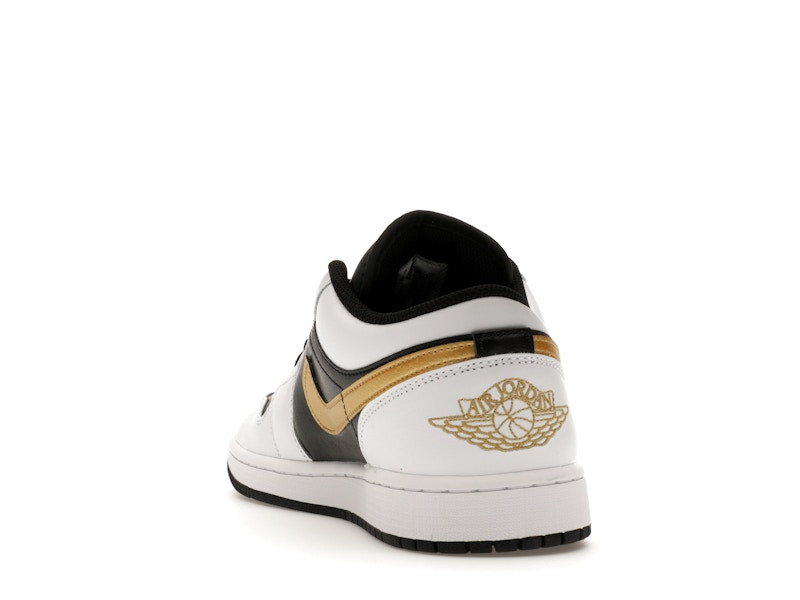 Jordan 1 Low White Black Metallic Gold Swoosh
