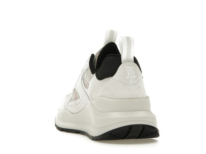 Burberry Logo Print Leather, Suede and Check Mesh Sneakers Archive Beige White (Women's)