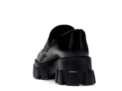 Prada Monolith 55mm Loafer Black Brushed Leather