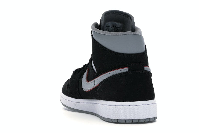 Jordan 1 Mid Black Particle Grey Gym Red