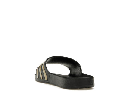 adidas Adilette Aqua Slides Core Black Gold Metallic
