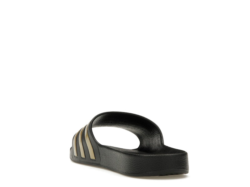 adidas Adilette Aqua Slides Core Black Gold Metallic