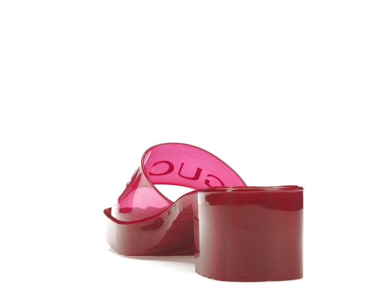 Gucci 60mm Slide Sandal Hibiscus Red Rubber