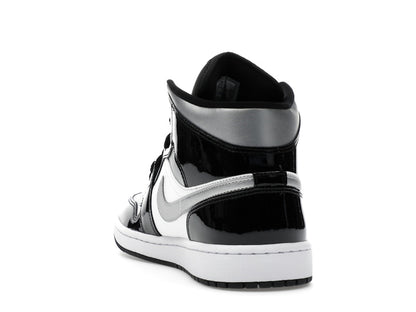 Jordan 1 Mid SE Patent Black White Metallic Silver Metallic Gold