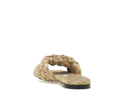 Bottega Veneta Raffia Stretch Flat Sandals Macadamia (Women's)